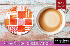 Modern Boho Round Coaster - Doodle Texture Coaster PNG Product Image 1