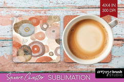 Modern Boho Square Coaster - Doodle Texture Coaster PNG Product Image 1