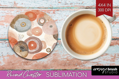 Modern Boho Round Coaster - Doodle Texture Coaster PNG Product Image 1