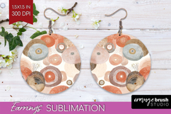 Modern Boho Round Earrings - Doodle Texture PNG Sublimation Product Image 1