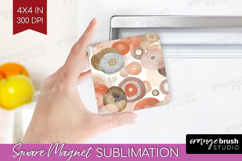 Modern Boho Magnet Sublimation - Doodle Texture Square PNG Product Image 1