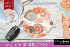 Modern Boho Car Coaster - Doodle Texture Coaster PNG Product Image 1