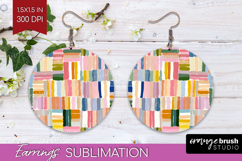 Modern Boho Round Earrings - Doodle Texture PNG Sublimation Product Image 1