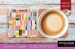 Modern Boho Square Coaster - Doodle Texture Coaster PNG Product Image 1