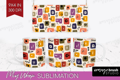 Modern Boho Mug Wrap - Doodle Texture Mug PNG Sublimation Product Image 1