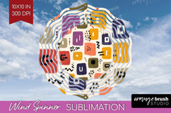 Modern Boho Wind Spinner Sublimation PNG - Doodle Texture Product Image 1