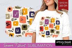 Modern Boho Square Tshirt Background - Doodle Texture PNG Product Image 1