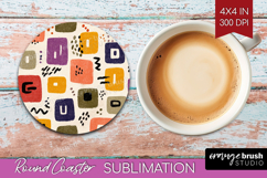 Modern Boho Round Coaster - Doodle Texture Coaster PNG Product Image 1