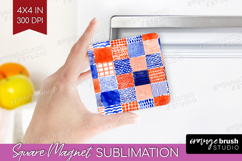 Modern Boho Magnet Sublimation - Doodle Texture Square PNG Product Image 1