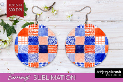 Modern Boho Round Earrings - Doodle Texture PNG Sublimation Product Image 1