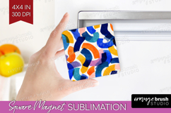 Modern Boho Magnet Sublimation - Doodle Texture Square PNG Product Image 1