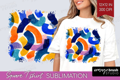 Modern Boho Square Tshirt Background - Doodle Texture PNG Product Image 1