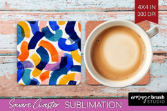 Modern Boho Square Coaster - Doodle Texture Coaster PNG Product Image 1