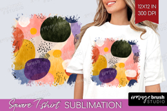 Modern Boho Square Tshirt Background - Doodle Texture PNG Product Image 1