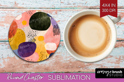 Modern Boho Round Coaster - Doodle Texture Coaster PNG Product Image 1