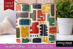 Modern Boho Tumbler Wrap - Doodle Texture Tumbler PNG Product Image 1