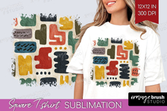 Modern Boho Square Tshirt Background - Doodle Texture PNG Product Image 1