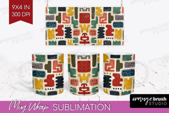 Modern Boho Mug Wrap - Doodle Texture Mug PNG Sublimation Product Image 1