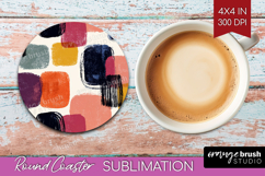 Modern Boho Round Coaster - Doodle Texture Coaster PNG Product Image 1