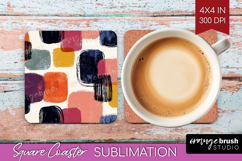 Modern Boho Square Coaster - Doodle Texture Coaster PNG Product Image 1