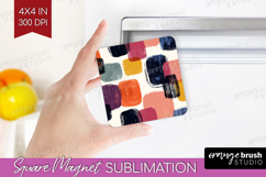 Modern Boho Magnet Sublimation - Doodle Texture Square PNG Product Image 1