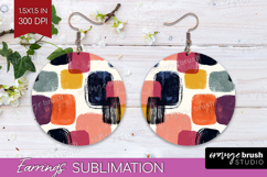 Modern Boho Round Earrings - Doodle Texture PNG Sublimation Product Image 1