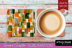 Modern Boho Square Coaster - Doodle Texture Coaster PNG Product Image 1