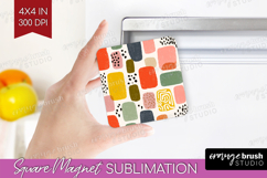 Modern Boho Magnet Sublimation - Doodle Texture Square PNG Product Image 1
