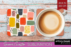 Modern Boho Square Coaster - Doodle Texture Coaster PNG Product Image 1