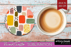 Modern Boho Round Coaster - Doodle Texture Coaster PNG Product Image 1