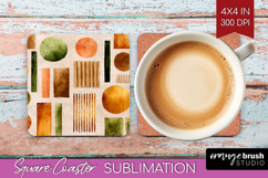 Modern Boho Square Coaster - Doodle Texture Coaster PNG Product Image 1