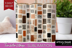 Modern Boho Tumbler Wrap - Doodle Texture Tumbler PNG Product Image 1