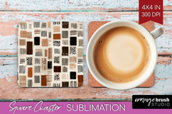 Modern Boho Square Coaster - Doodle Texture Coaster PNG Product Image 1