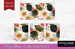 Modern Boho Mug Wrap - Doodle Texture Mug PNG Sublimation Product Image 1