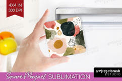 Modern Boho Magnet Sublimation - Doodle Texture Square PNG Product Image 1
