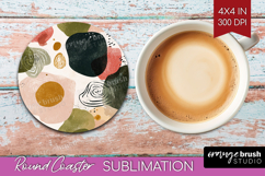Modern Boho Round Coaster - Doodle Texture Coaster PNG Product Image 1