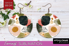 Modern Boho Round Earrings - Doodle Texture PNG Sublimation Product Image 1