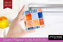 Modern Boho Magnet Sublimation - Doodle Texture Square PNG Product Image 1