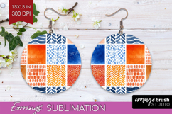 Modern Boho Round Earrings - Doodle Texture PNG Sublimation Product Image 1