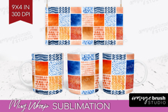 Modern Boho Mug Wrap - Doodle Texture Mug PNG Sublimation Product Image 1