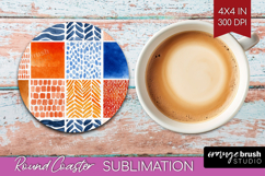 Modern Boho Round Coaster - Doodle Texture Coaster PNG Product Image 1