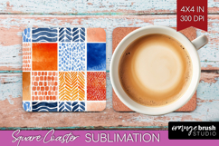 Modern Boho Square Coaster - Doodle Texture Coaster PNG Product Image 1