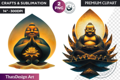 Modern Buddha Clipart PNG, Happy buddha, Meditative, Sitting Product Image 1