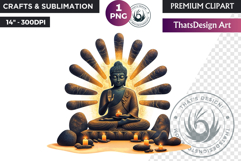 Modern Buddha Clipart PNG, Happy buddha, Meditative, Sitting Product Image 1