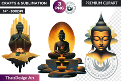 Modern Buddha Clipart PNG, Happy buddha, Meditative, Sitting Product Image 1