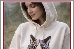Cat in Hoodie Photostitch Machine Embroidery Fashion Design Product Image 6