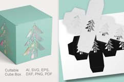 Modern Christmas Tree Cuttable Cube Favor Box SVG Template