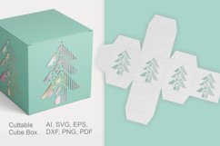 Modern Christmas Tree Cuttable Cube Favor Box SVG Template