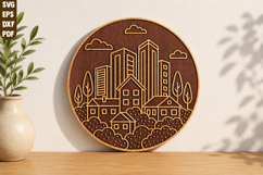 Modern City Skyline Round SVG Product Image 1