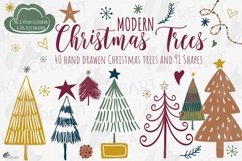 Modern Colorful Christmas Trees and shapes boho Clip Art. Product Image 1